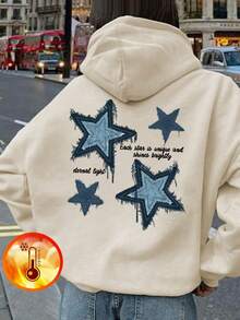 Áo nỉ in hình ngôi sao, kiểu dáng thường ngày, phù hợp cho bé gái và thiếu nữ, thiết kế tay dài dày dặn giữ nhiệt, lý tưởng cho học sinh vào mùa thu/đông. - Màu be - Xem 2