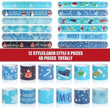 CCINEE 48Pcs Christmas Slap Bracelets Xmas Snowflake Slap Wristbands Assorted Christmas Theme Pattern Snap Wristbands For Xmas Frozen Party Favors Gift Bag Filler - 48 chiếc vòng tay Giáng sinh - Xem 4