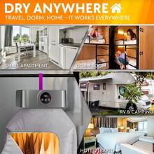 多功能便携式烘干机，带定时功能，小巧便捷，是公寓、旅舍和房车的理想烘干解决方案——操作快速简便，包含精致衣物烘干袋，便携式干衣机，紧凑型干衣机，衣物烘干机，公寓洗衣电器，旅舍必备，节省空间，耐用塑料材质，轻巧结构，干衣机，公寓住户，房车旅行者