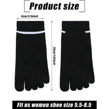 4 Pair Women Toe Socks Striped Cotton Crew Socks With Toes Separated Women Men Athletic Running - Black, White, Grey, Khaki - View 4