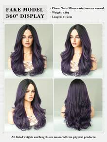 7JHH WIGS 22吋長波浪紫色合成纖維蕾絲前頂假髮,女款自然髮線、耐熱纖維、自由分線、免膠蕾絲前頂假髮,適合日常、派對、萬聖節 - 紫羅蘭色 - 查看 6