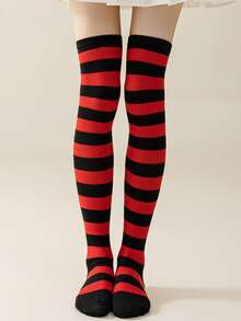 1 Pair Women's Cosplay Anime Striped Thigh High Socks, Long Over-The-Knee Socks For Holiday Atmosphere, Party, Performance - Multicolor - View 13