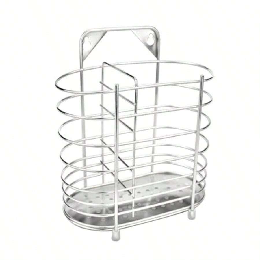 Haofy Escurridor de Cubiertos de Acero Inoxidable de Gran Capacidad Soporte para Utensilios para Cucharas Tenedores Diseño Moderno con Orificios de Drenaje para Palillos - plateado - Ver 1
