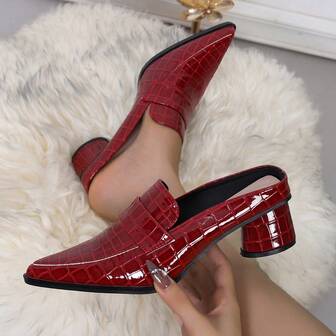 秋冬新品，时尚女士复古穆勒圆跟拖鞋，尖头圆柱高跟鞋 - 奢华格纹高跟凉鞋，橡胶鞋底饰边，女士时尚鞋履，独家小跟露跟女士凉鞋，适合所有季节的派对女士高跟鞋。