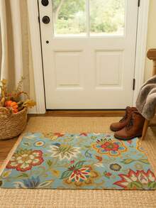 1pc Bohemian Floral Kitchen Rug Doormat - Non-Slip Mat, Suitable For Kitchen Sink Area, Colorful Boho Style Kitchen Decor