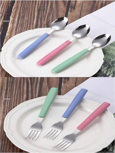 一套四合一不锈钢露营餐具，便携防锈，带收纳盒，是送给徒步旅行者、旅行者和户外爱好者的完美圣诞礼物。