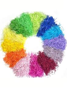 1包，150克拉菲草礼盒填充物，创意填充草，适用于生日、婚礼和伴娘礼物，皱纹纸屑，工艺碎屑拉菲草纸填充物，复活节礼物，生日派对装饰