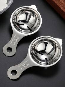 1pc Stainless Steel Egg Yolk Separator, Suitable For Restaurant Kitchen - Easy Egg Yolk Filtration And Separation Tool, Perfect Cooking And Baking Results - Silver - View 6