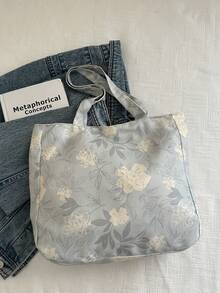 Nueva bolsa de tote de gran capacidad con estampado floral casual, adecuada para uso diario, trabajo, ocio, citas, regalo, mochila de estudiante universitaria de mujer