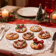 Christmas Cookie Ornaments 18 Piece Set Festive Holiday Hanging Decor with Holly Candy Cane and Snowflake - Multicolor - Ver 6