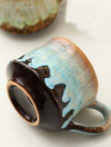 1pc 300ml Retro Ceramic Coffee Mug, Kiln-Fired Craftsmanship, Easy To Clean And No Fading, Home Latte Cup, Cappuccino Cup, Afternoon Tea Cup, Gift For Boyfriend, Girlfriend, Family, Friends, Coworkers - Multicolor - View 9