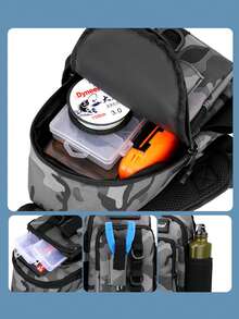 高品质耐用渔具包，带鱼竿支架和多个隔层，优质拉链设计，适合钓鱼和户外活动，可存放钓鱼配件，是送给男士的理想钓鱼礼物，也是钓鱼装备的完美选择。