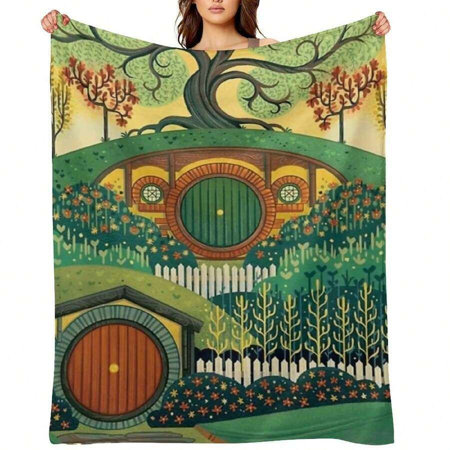 Visit The Shine - Hobbiton Throw Blanket Bed Covers Manga Blankets For  Christmas Decoration Blankets - màu đen - Xem 1