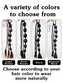 1/2 Packs 18" Lantern Bubble Braid Ponytail - Heat Resistant Synthetic Hair Extensions With Elastic Bands For Women, Christmas Party & Festival Hairstyle (Easy No-Braid Style) - Multicolor - View 8