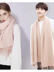 Thick Long Shawl/Blanket, 280g - Baby Pink - View 6