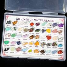 50pcs Natural Stone Mineral Specimen Box, Including Tiger Eye, Amethyst, Citrine, Aquamarine, Etc., Suitable For Home Decor, Interior Decoration, Gift Giving, Collection, Scientific Research, Unique Birthday Gift For Children - 50 Kinds Of Gem - View 10