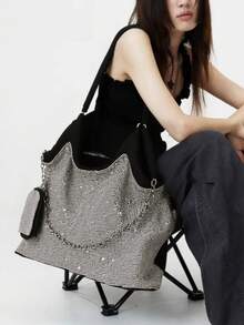 Elegante bolso de hombro decorativo con diamantes completos para damas, con gran capacidad, múltiples compartimentos internos, bolso brillante, bolso colgante pequeño, cartera de viaje para damas, un gran regalo para las vacaciones