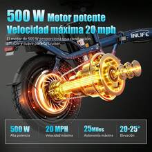 Bicicleta eléctrica plegable para adultos de 14 pulgadas: pico de 400 W, motor sin escobillas de alta velocidad, batería extraíble de 48 V 10 Ah, alcance de 45 KG, suspensión doble de dos asientos, 3 velocidades, neumáticos todoterreno, perfecto para caminatas, todoterreno, desplazamientos y regalos, estilo deportivo y componentes de alta calidad. - azul real - Ver 6