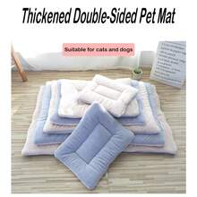 Esterilla acolchada y esponjosa para cama de gato, colchoneta para dormir de gato, cama para perro de felpa de coral con relleno de algodón, manta cálida para cama - Multicolor - Ver 7