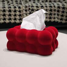 2026 New Explosion Popular Flocked Cloud Luxury Paperboard Desktop Organizer, Flocked Burgundy Cloud Tissue Box, Ins Gift - Multicolor - View 4
