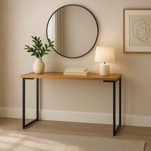 Buffet Table, Coffee Corner Style, Black Legs, Freijó Wood Top - Camel - View 1