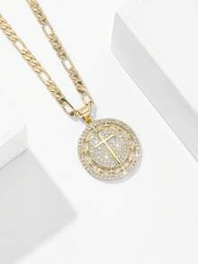 1 件时尚简约 2025 新款防过敏铜镶嵌锆石吊坠项链，适合母亲/情人节情侣/朋友/教父母礼物，天主教第一，日常和节日祈祷佩戴