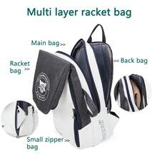 Tennis Bag Backpack For 2 Tenis Rackets Or 4Badminton Rackets Tennis Racket Bags With Separate Shoe Compartment To Hold Pickleball Paddle Badminton Squash Racquet Waterproof Laptop Backpack - White - View 4