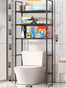 Rack para Baño 155 cm * 47 cm de Acero Inoxidable y Juntas Plásticas de Alta Calidad - Negro - Ver 5