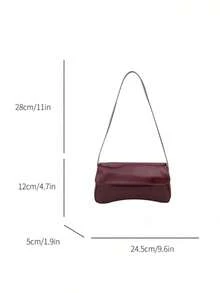 Women's Shoulder Bag, Minimalist Style Handbag, Burgundy Flap Small Bag, Baguette Bag, Simple Shoulder Bag, Underarm Bag, Tote Bag, Y2K Bag, Fashionable Burgundy Bag - Multicolor - View 7