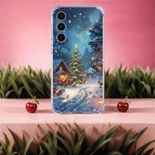 Funda a prueba de golpes de cuatro esquinas con escena de nieve navideña, compatible con iPhone 17air/16e/15/14/13/12/11 Pro/Pro max/plus, 12/13mini, X/XS/XSmax,  Galaxy A03/A04/A05S/A06/A12/A14/A15/A16/A21S/A24/A25/A26/A32/A34/A35/A54/A55, Note10/Note20, S20/S21/S22/S23 FE/S24 FE/S25Ultra/S25edge PLUS/ULTRA, funda de teléfono de TPU suave - transparente - Ver 10