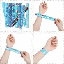 CCINEE 48Pcs Christmas Slap Bracelets Xmas Snowflake Slap Wristbands Assorted Christmas Theme Pattern Snap Wristbands For Xmas Frozen Party Favors Gift Bag Filler - 48 chiếc vòng tay Giáng sinh - Xem 5