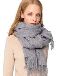 Thick Long Shawl/Blanket, 280g - Light Grey - View 2