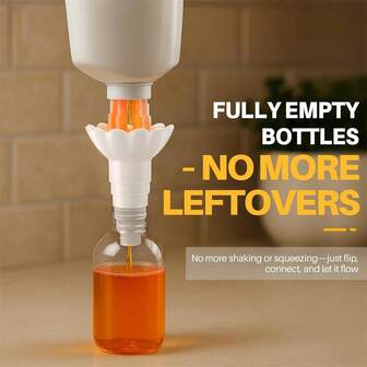 1pc Universal Bottle Emptying Kit - Reusable Liquid Transfer Connector With No-Mess Funnel Adapter, Compatible With Soap, Shampoo, Conditioner, Lotion And Bathroom Use, Durable Plastic Design, Bathroom Essentials, Modern Kitchen Accessory