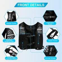 跑步水袋背心背包，骆驼牌水袋背包（仅背包），水袋背包，轻便透气跑步背心手机袋，男女通用，5升水袋包，适用于越野跑、徒步、骑行、马拉松（仅背包） - 黑色 - 查看 2