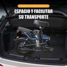 Bicicleta eléctrica plegable para adultos de 14 pulgadas: pico de 400 W, motor sin escobillas de alta velocidad, batería extraíble de 48 V 10 Ah, alcance de 45 KG, suspensión doble de dos asientos, 3 velocidades, neumáticos todoterreno, perfecto para caminatas, todoterreno, desplazamientos y regalos, estilo deportivo y componentes de alta calidad. - azul real - Ver 5