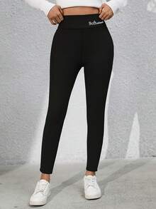 Women's Fleece Lined High Waist Leggings Winter Warm Thickened Stretchy Pants With Fashion Leather Label,Fleece Lined Leggings With Pockets - Warm High Waisted Yoga Pants For Winter Outdoor/Everyday,Warm Fleece Lined Leggings With Side Pockets - High Waisted Tummy Control Pants For Fall/Winter - 黑色 - 查看 8