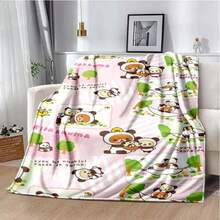Cartoon Rilakkuma Anime Girls Throws Blanket For  Hiking Picnic Bed Super Soft Cute Kawaii Flannel Blanket Birthday Gift#Color_14,Size_100X130CM - 黑色 - 查看 1