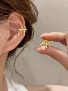 1 Cặp khuyên tai kẹp bướm mini thanh lịch dành cho nữ, không cần xỏ khuyên - Vàng - Xem 8