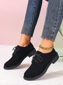 Casual Elegant Lace-Up Women's Shoes, Fashionable Versatile Elegant Shoes, Comfortable Versatile Commuting Essential - Black - View 4