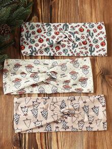5pcs/Set Fashion Women Soft Non-Slip Headbands With Bow, Stripe, Heart, Floral Prints, Elastic Yoga Sports Hair Accessories, Versatile Daily Wear Winter Scarf Women Bandanas Soft Headwrap - 多色 10 - 查看 8