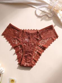 7条装女士性感蕾丝拼接比基尼内裤低腰无缝三角裤镂空舒适透气内衣