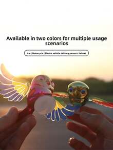 Giocattolo di uccello con ali mobili, divertente decorazione antistress e creativa per auto/moto, ornamento realistico di uccello senza batteria - Multicolore - Visualizzare 4