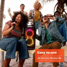 JBL PartyBox 无线麦克风，2 个数字无线麦克风，可充电电池，20 小时播放时间，700mAh，语音清晰，音质明亮，2.4GHz 稳定连接，兼容所有 PartyBox 音箱 - 黑色 - 查看 6