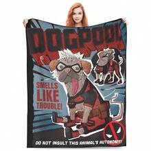 Deadpool & Wolverine Dogpool Doodle Comic Blankets Fleece Textile Decor Comfortable Super Warm Throw Blanket Bedroom Rug Piece.Jpg - trắng - Xem 1