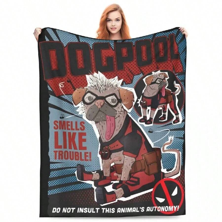 Deadpool & Wolverine Dogpool Doodle Comic Blankets Fleece Textile Decor Comfortable Super Warm Throw Blanket Bedroom Rug Piece.Jpg - trắng - Xem 1