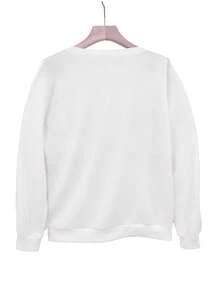 Nightmare Before Christmas Women's Sweatshirt - Tim Inspired  & Sally Graphic, Cozy Long Sleeve Round Neck Pullover For Fall Winter, Casual & Themed Events, Machine Washable (Officially Licensed), Halloween & Christmas Cartoon Design, Soft Fabric For Working, Shopping & Home Wear, Festive Holiday Apparel - 白色 - 查看 2