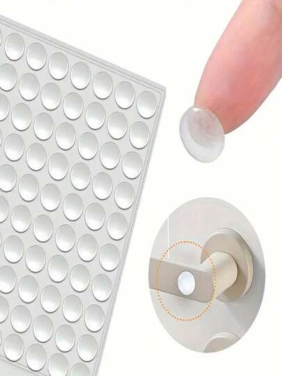 100/64 st. ark av genomskinlig silikon, självhäftande, halvsfäriska, stötdämpande dynor, ingen borrning krävs, självhäftande baksida för enkel installation. Perfekt för skåpdörrar, handtag, möbler och halkfria grepp. Förhindrar repor och minskar buller. Hållbar och lätt att använda.