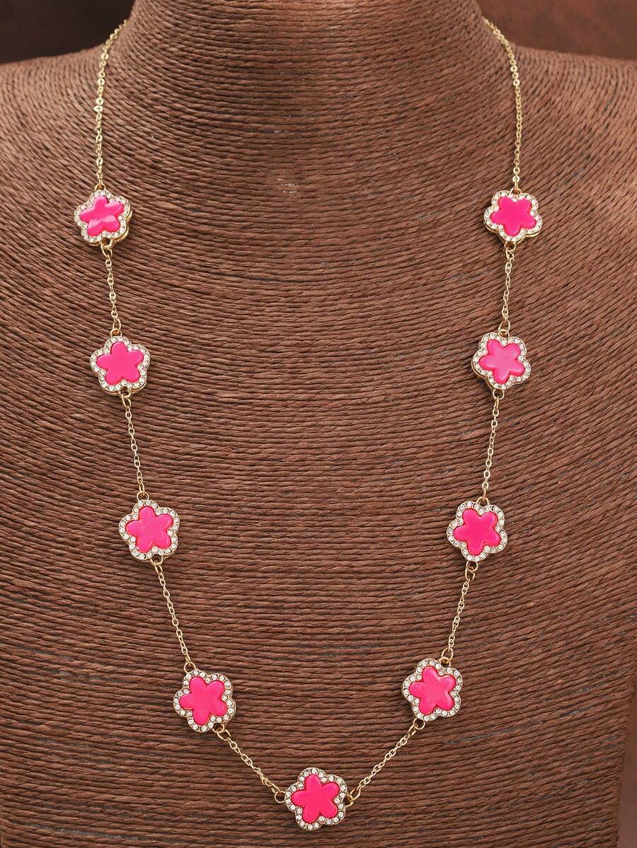1 buah Kalung Liontin Daun Semanggi Gaya Istana Mewah, Desain Korea/Jepang - Banyak warna 5 - View 1