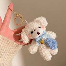 Lindo pequeño oso colgante de alta calidad de dibujos animados Animal llavero de peluche cachorro juguete de peluche muñeca mochila colgante accesorios llavero - F-4298 - Ver 4