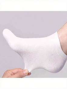 5 Pairs Unisex Black, White, Gray Breathable Comfortable Simple Casual Invisible Boat Socks, Suitable For All Seasons Daily Wear - Multicolor - View 3